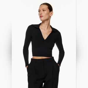 Aritzia Polo Sculpt knit long-sleeve - Black